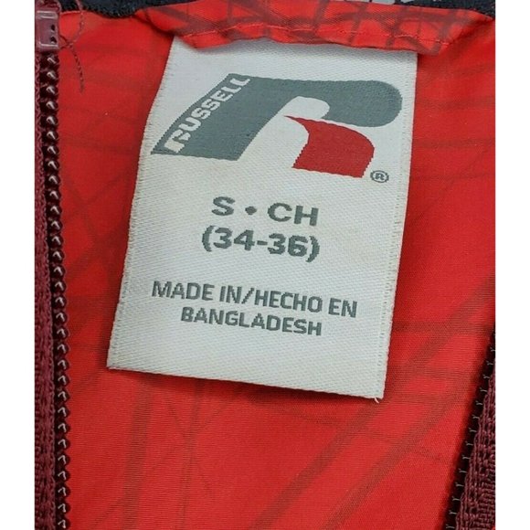 Rare Russell Red Burgundy Full Zip Hooded Small (34-36) Windbreaker Jacket - Picture 9 of 11